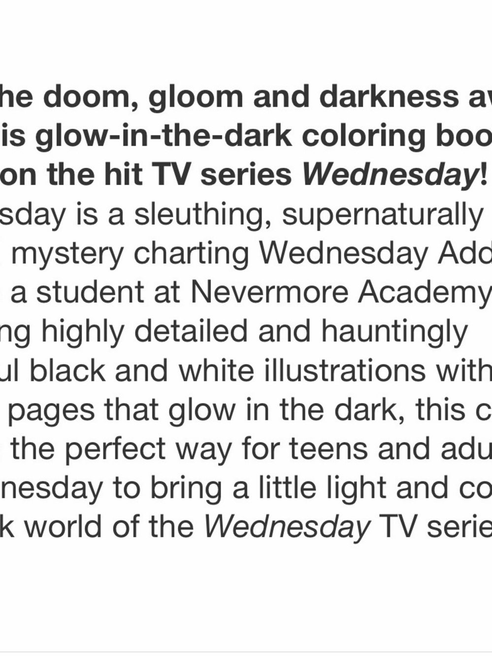 Wednesday Official Glow In the Dark Coloring Book -96 pgs - Picture 7 of 9